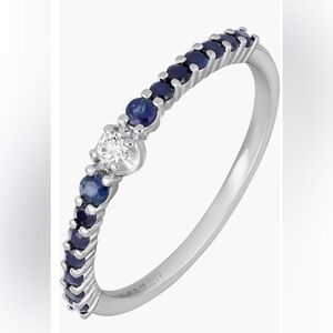 Bony Levy El Mar 18K Gold Sapphire & Diamond   Stackable Ring Size 6.5